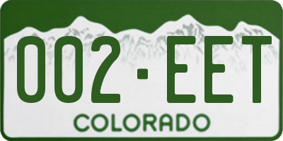 CO license plate 002EET