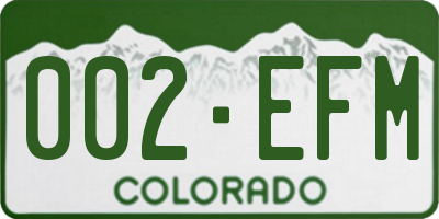 CO license plate 002EFM