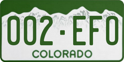 CO license plate 002EFO