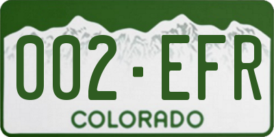 CO license plate 002EFR