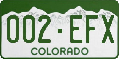 CO license plate 002EFX