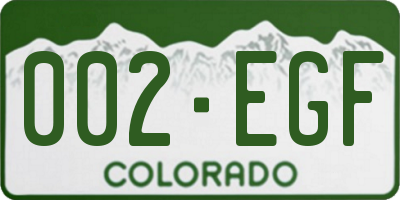 CO license plate 002EGF
