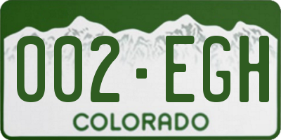 CO license plate 002EGH