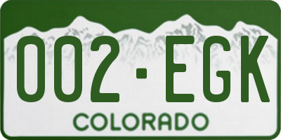 CO license plate 002EGK