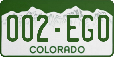 CO license plate 002EGO