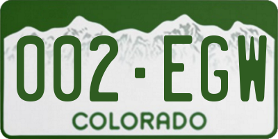 CO license plate 002EGW