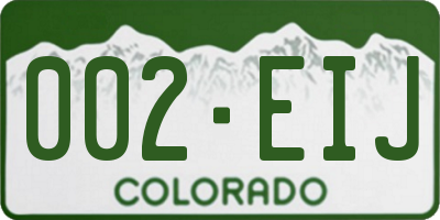 CO license plate 002EIJ