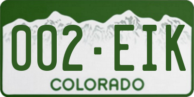 CO license plate 002EIK