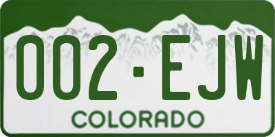 CO license plate 002EJW