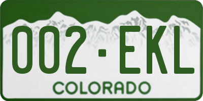 CO license plate 002EKL
