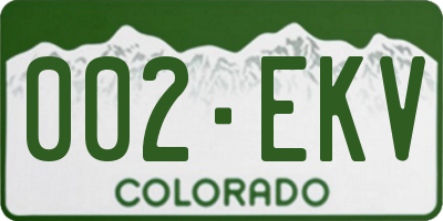 CO license plate 002EKV