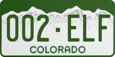 CO license plate 002ELF