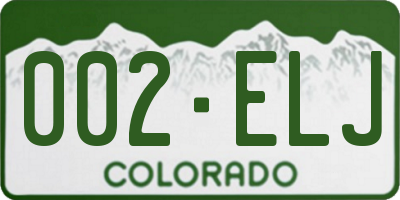 CO license plate 002ELJ