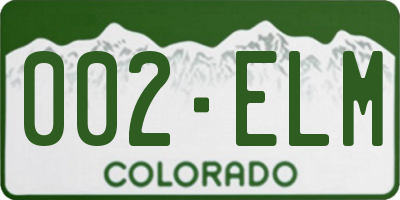 CO license plate 002ELM