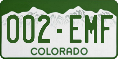 CO license plate 002EMF