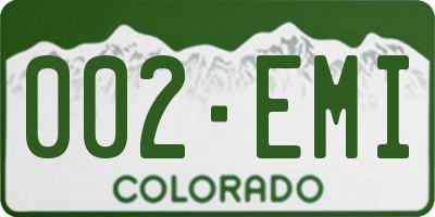 CO license plate 002EMI