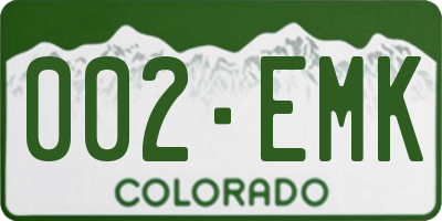 CO license plate 002EMK
