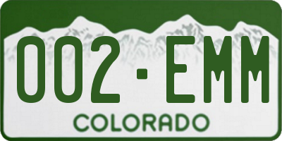 CO license plate 002EMM