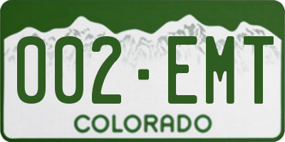 CO license plate 002EMT