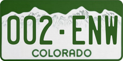 CO license plate 002ENW