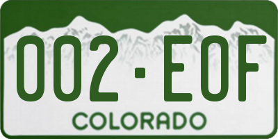 CO license plate 002EOF