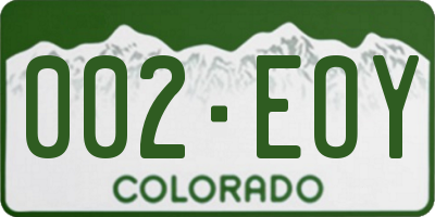 CO license plate 002EOY