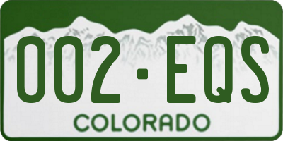 CO license plate 002EQS