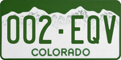 CO license plate 002EQV