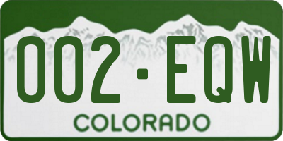 CO license plate 002EQW