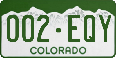 CO license plate 002EQY