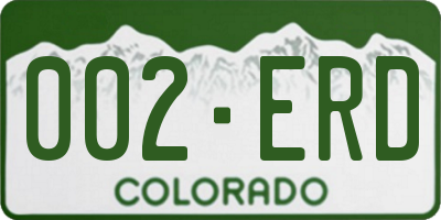 CO license plate 002ERD