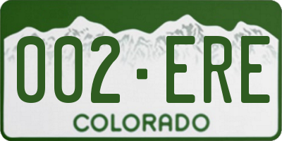 CO license plate 002ERE