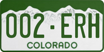 CO license plate 002ERH