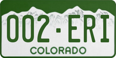 CO license plate 002ERI