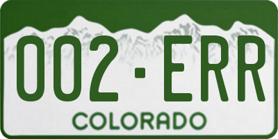 CO license plate 002ERR