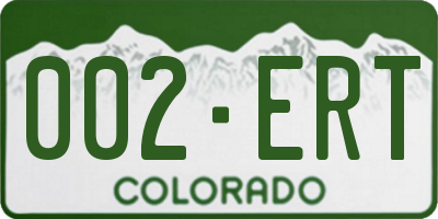 CO license plate 002ERT