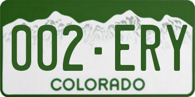 CO license plate 002ERY