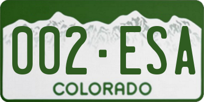 CO license plate 002ESA