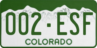 CO license plate 002ESF