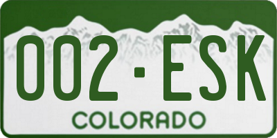 CO license plate 002ESK