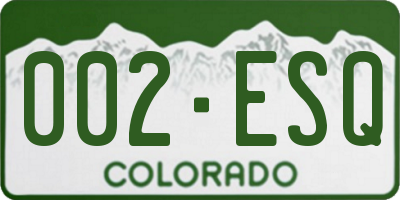 CO license plate 002ESQ