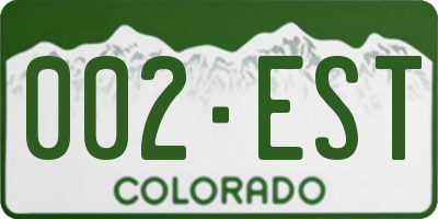 CO license plate 002EST