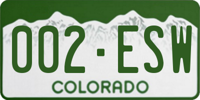 CO license plate 002ESW