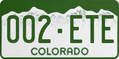 CO license plate 002ETE