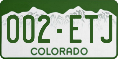 CO license plate 002ETJ