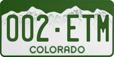 CO license plate 002ETM