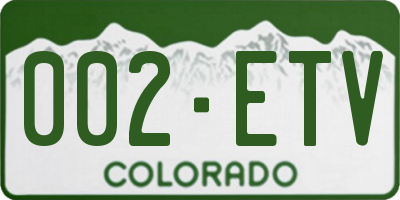 CO license plate 002ETV