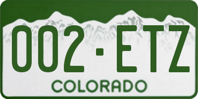 CO license plate 002ETZ