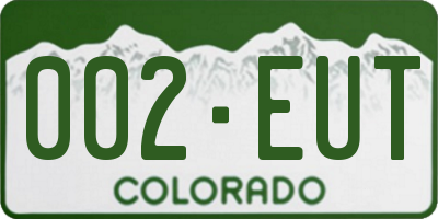 CO license plate 002EUT