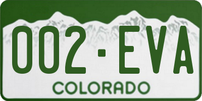 CO license plate 002EVA